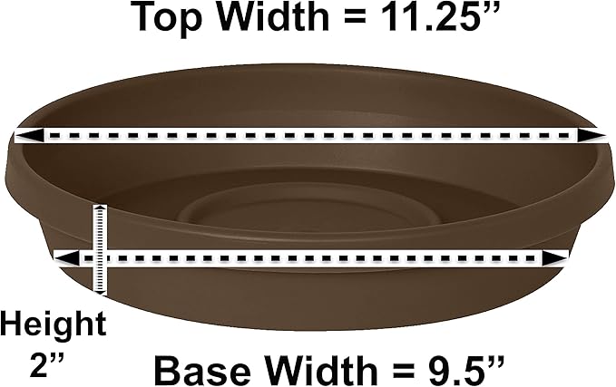 Bloem Terra Resin Saucer Tray: 9.25" Bottom Width - Chocolate Brown - Matte, Durable, Ribbed Bottom, Indoor and Outdoor, Fits 12" Terra Pots - Image 2
