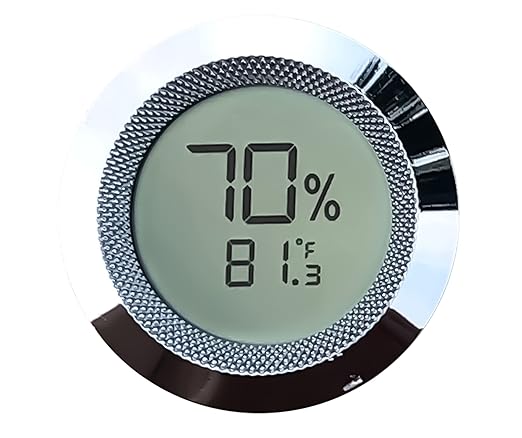Prestige Import Group Round 2" Digital Hygrometer Thermometer for Cigar Humidors - Silver - 1 Piece - Image 2