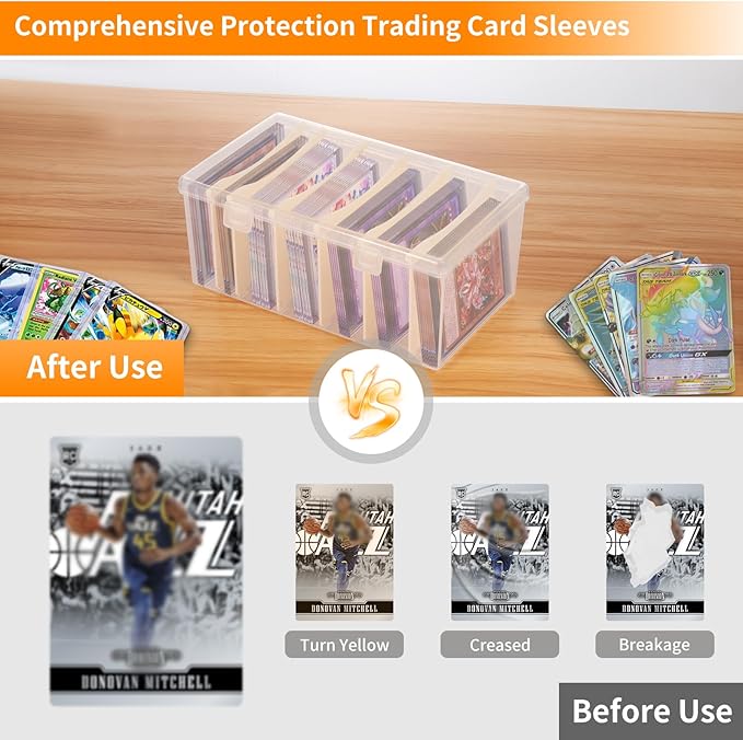 Trading Card Storage Box with 6 Dividers,Toploads Storage Box Plastic Baseball Card Storage Box for 500+ Sports Cards 100+ Top Loads for MTG Magic TCG Yugioh Playing Card Case Holder (1 Pack) - Image 3