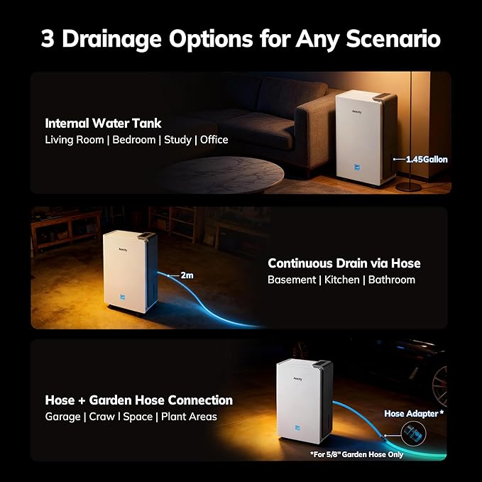 4500 Sq.Ft Energy Star Most Efficient 2025 Dehumidifier,AEOCKY Max 80 Pint/Day Smart Compressor Dehumidifier with Drain Hose, Intelligent Humidistat,for Basement,Bedroom,Home,Bathroom - Image 8
