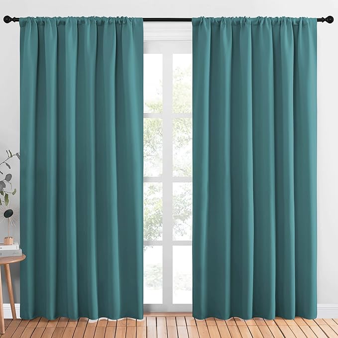 NICETOWN Room Darkening Curtains for Bedroom, Sea Teal, Set of 2 Panels, 62 x 84 Inch, Triple Weave Home Decoration Thermal Insulated Solid Drapes for Patio Door by NICETOWN