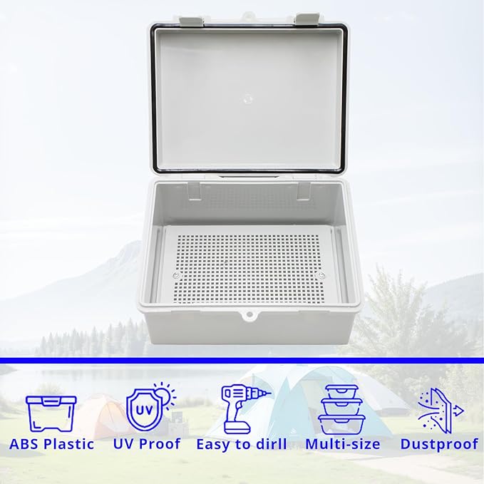MAKERELE Small Junction Box Outdoor Electrical Watertight Plastic Includes Internal Mounting Panel 8.6" 6.7" 4.3" (220170110mm) Electronic Waterproof Case with 2 NPT 1/2” Glands and Wall Bracket - Image 6