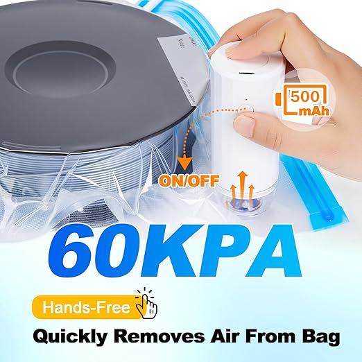 AGPTEK 3D Printer Filament Storage Bags 11.8×13.4 inch(20 Pack) - Vacuum Sealed Kit with 500mAh Electric Pump & Silica Gel Desiccants, Moisture-Proof and Dust-Proof for PLA, ABS, PETG Filament (PA+PE) - Image 6