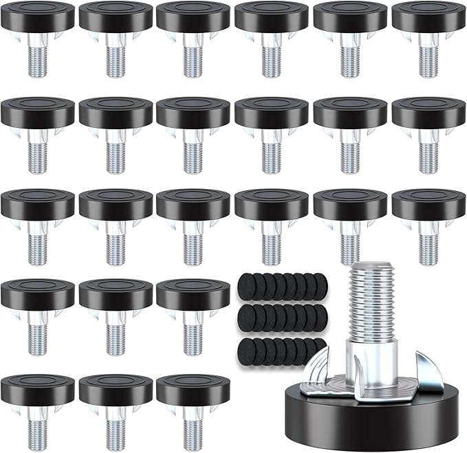 Adjustable Leveling Feet: T-Nuts & Floor Protectors, 24pcs M8 Thread with T-Nut Heavy Duty Furniture Levelers for Cabinets,Sofa,Tables,Chairs on Hardwood/Tile/Carpet by Unknown