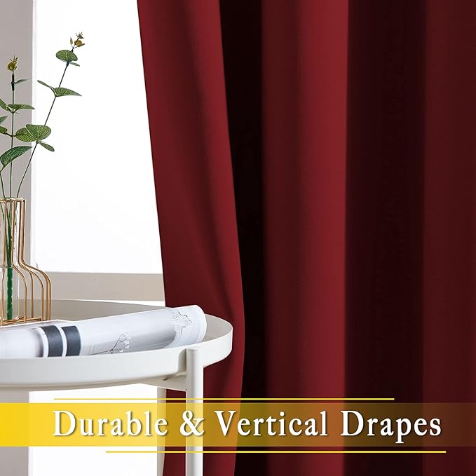 NICETOWN Glass Door Curtains for Window, Wide Thermal Curtain Panels, Sliding Door Drapes, Extra Wide Curtains (Burgundy Red, 80 inches Wide x 84 inches Long) - Image 6