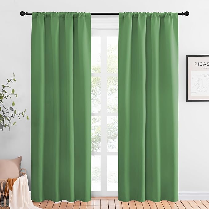 NICETOWN Blackout Curtains for Living Curtains, Froest Green, 1 Pair, 34-inch W x 84-inch L, Home Decorations Thermal Insulated Solid Pole Top Blackout Drapes for Living Room by NICETOWN