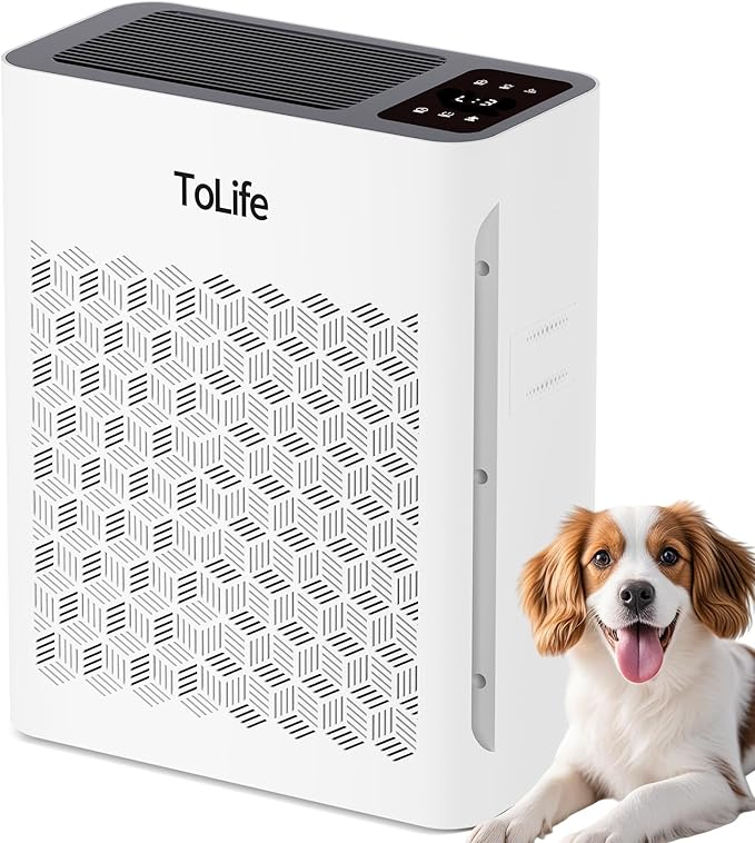 Tolife Air Purifier Large Room, Air Purifiers for Home Pets Hair with Washable Filter, Air Cleaner for Bedroom up to 1095 Ft² Dust Smoke Odor, Sleep Mode, Timer, White by ToLife