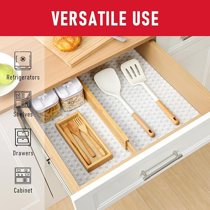 Cooyes Refrigerator Liners, Non-Slip Fridge Liners Washable, Absorbent Refrigerator Shelf Liner for Kitchen Cabinets, Non-Adhesive Refrigerator Mats Fridge bin Liners 12" x 24", 6Pcs - Image 6