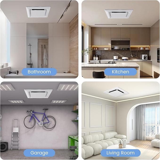Bathroom Exhaust Fan for Ceiling Mount, Household Bath Vent Ventilation Fans with 1.0 Sones Quiet Operation, 110 CFM with 4" Duct Collar, 26W Low Consumption (housing size 9.2"x9.2") - Image 9