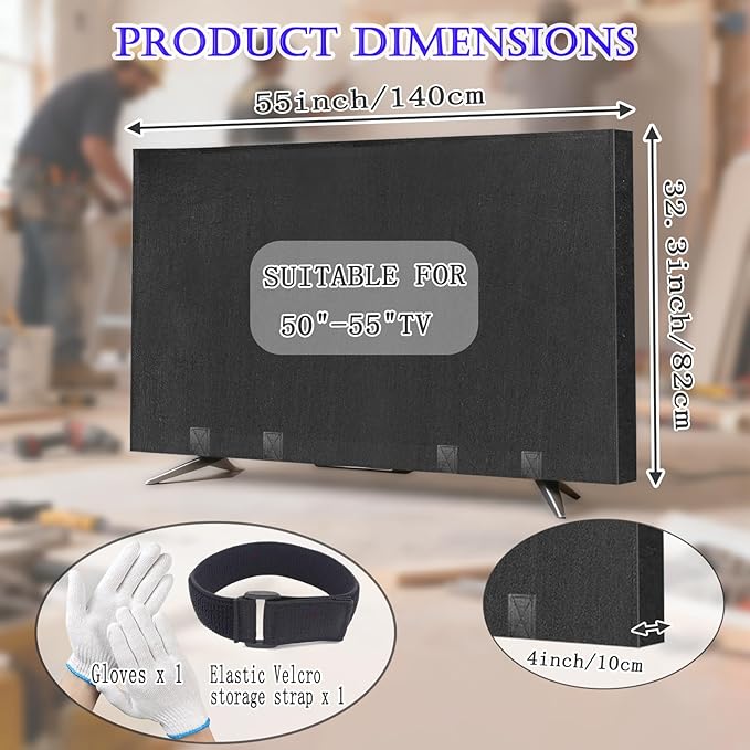 50"-55" Thicken TV Cover Moving Dust Anti-Scratch TV Screen Cover Fits with Bottom Strap, Heavy Duty Felt Screen Protector, for Protection TV Moving Home Renovation Scratch or Other Furniture - Image 2