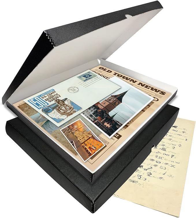 Lineco Folio Storage Box, Clamshell Design with Metal Edge. 18.5x24.5x1.75 Inches, Archival Boxboard, Preserve Photos, Cards, Magazines, Documents, Art, Ephemera, Family Records, Black, Pack of 2 - Image 8