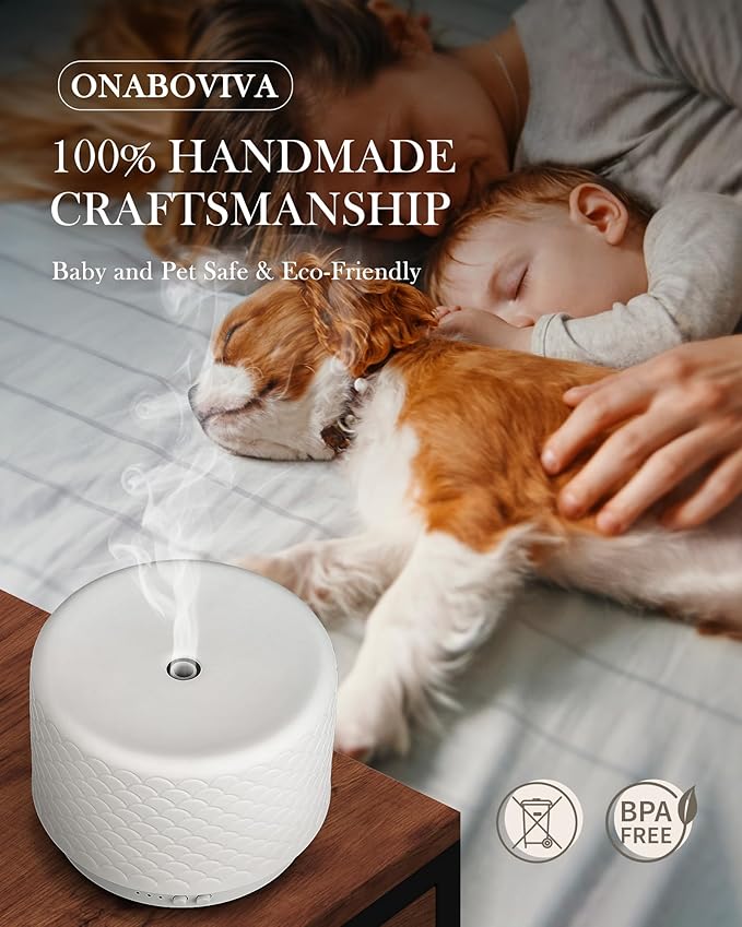 Essential Oil Diffuser, 280ml Ceramic Aromatherapy Diffuser with Ultrasonic Cool Mist Humidifier, Timer, Auto Shut-Off, Large Room Aroma Diffuser for Home, Bedroom, Office, Yoga - Image 3