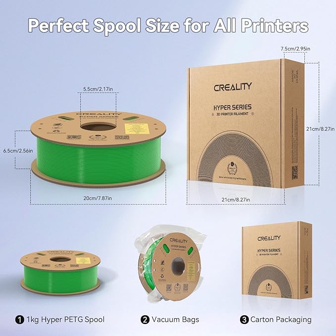 Official Creality Hyper PETG Filament 1.75mm, High Speed 600mm/s 3D Printer Filament PETG, 1kg(2.2lbs)/Spool, Dimensional Accuracy ± 0.05 mm (Green) - Image 7