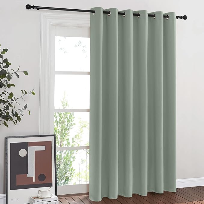 NICETOWN Sage Green Room Divider Curtains 84 inch Length, Grommet Thermal Insulated Blackout Patio Door Curtain Drape Sound Proof for Sliding Glass Door (1 Panel, W80 x L84) by NICETOWN