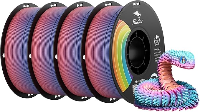 Creality 3D Printer Filament 4KG, Rainbow PLA+ Filament 1.75mm, Multicolor PLA Plus Strong Toughness Dimensional Accuracy +/- 0.03mm, PLA Pro for Most 3D Printer, 1KG Spool(2.2lbs) by Creality