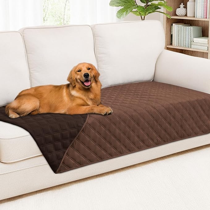 Smiry Waterproof Dog Bed Cover Pet Blanket, Soft Washable Dog Blanket for Furniture Bed Couch Sofa Reversible, Checkered (40"x70", Brown/Chocolate) by Smiry