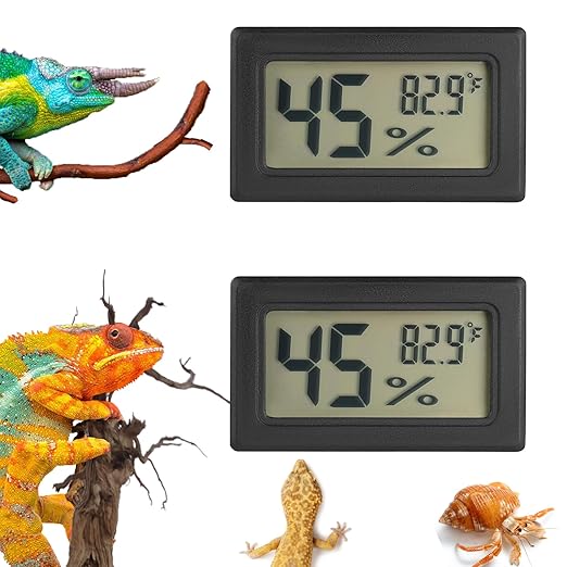 Reptile Thermometer and Humidity Gauge Digtal Terrarium Thermometer Rectangle Bearded Dragon Cage Accessories Reptile Temp and Humidity Gauge for Leopard Gecko Hermit Crab Gecko Lizard Etc 2pc by SerundoAuto