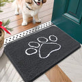 OLANLY Dog Door Mat for Muddy Paws 24x16, Paw Print Design, Absorbs Moisture and Dirt, Absorbent Non-Slip Washable Doormat, Quick Dry Chenille Mud Mat for Dogs, Entry Indoor Entryway Carpet, Dark Grey by OLANLY