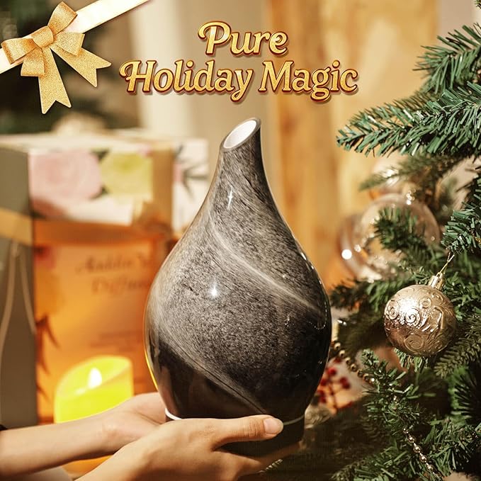 Porseme 280ml Essential Oil Diffuser Glass Color Changing Aroma Air Diffusers Aromatherapy Ultrasonic Cool Mist Humidifier 7 Running Hours Waterless Auto-Off for Sleeping, Yoga, Office, Spa (Obsidian) - Image 6