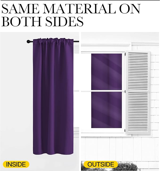 NICETOWN Bedroom Blackout Draperies - (Royal Purple Color) 52 Width X 108 Length, 2 Panels Set, Solid Blackout Curtain Panels - Image 6