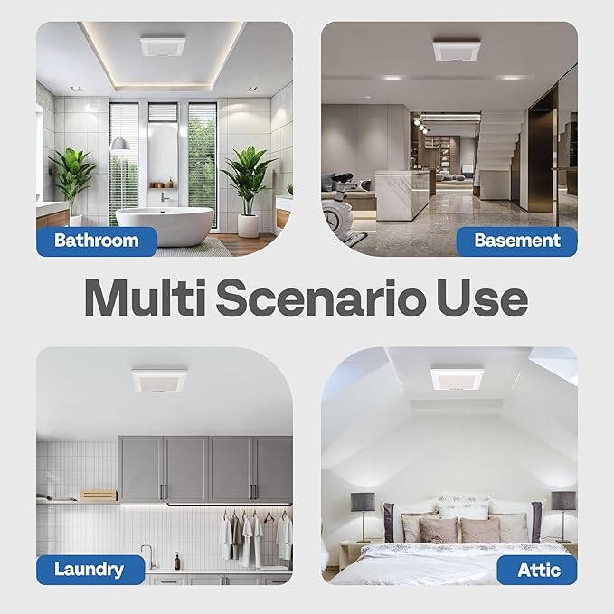 VIVOHOME Ultra-Quiet 80 CFM Bathroom Exhaust Fan, 1.5 Sone 95 Sq.Ft Coverage, 4'' Duct Ceiling Mount, White Shower Ventilation Fan - Image 6