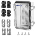 Waterproof Outdoor Project ABS Plastic Junction Box IP67 Weatherproof Dustproof Enclosure with Hinged Cover, Mounting Plate,Wall Brackets for Power Project (Clear,5.9"x3.9"x2.8") by XINYIELE
