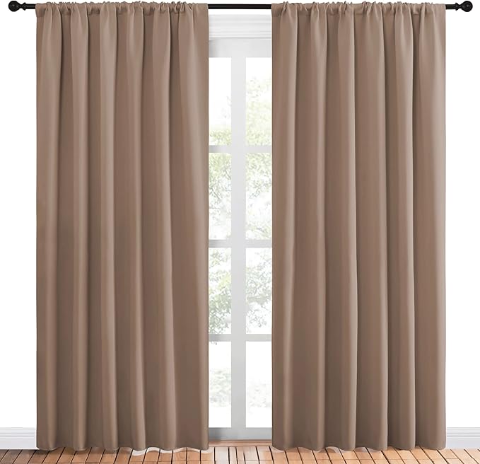 NICETOWN Kids Blackout Curtain Panels - Window Treatment Thermal Insulated Solid Rod Pocket Blackout Drapes for Bedroom (Cappuccino, Set of 2, 70 by 84 Inch) - Image 2