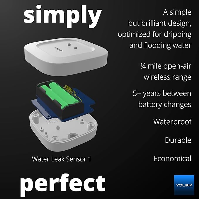 YoLink Smart Home Starter Kit: Hub & 2-Pack Water Leak Sensor 1, LoRa Up to 1/4 Mile Open-Air Range, SMS/Text, Email & Push Notifications, w/Alexa, IFTTT, Home Assistant - Image 7