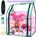Mini Greenhouse Indoor, Mini Green House with Grow Light, 15W Full Spectrum Plant Lights & Timer for Seed Starter Tray, Indoor Outdoor Plants 24"x16"x20" by HUGBOW