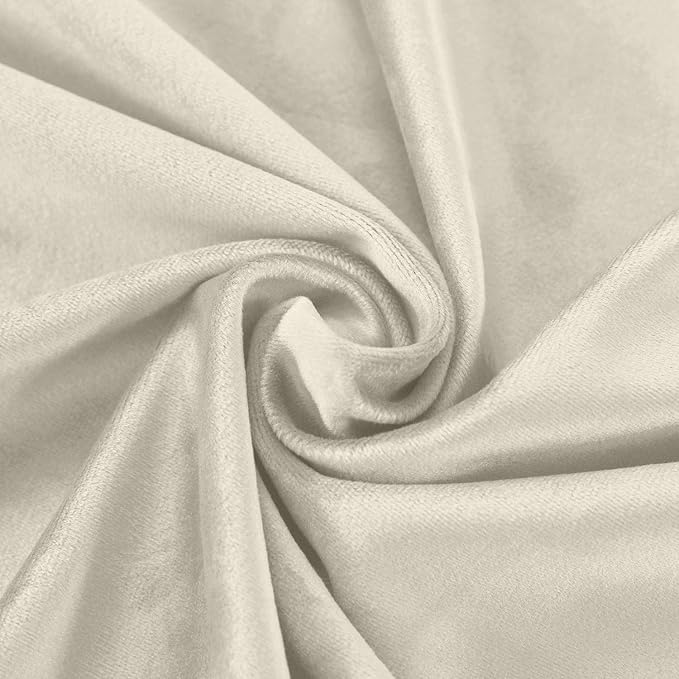 ChadMade Blackout Lined Premium Velvet Curtain Ivory 100Wx84L Inch (1 Panel), Eyelet Grommet for Livingroom Bedroom Theater Studio, Leon Collection - Image 6