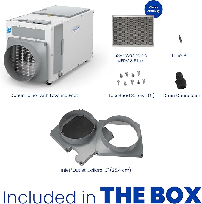 AprilAire E100 Pro 100-Pint Whole-House Dehumidifier, Energy Star Certified, Commercial-Grade Whole-Home Dehumidifier for Basement, Crawlspace, or Whole House up to 5,500 sq. ft. - Image 10