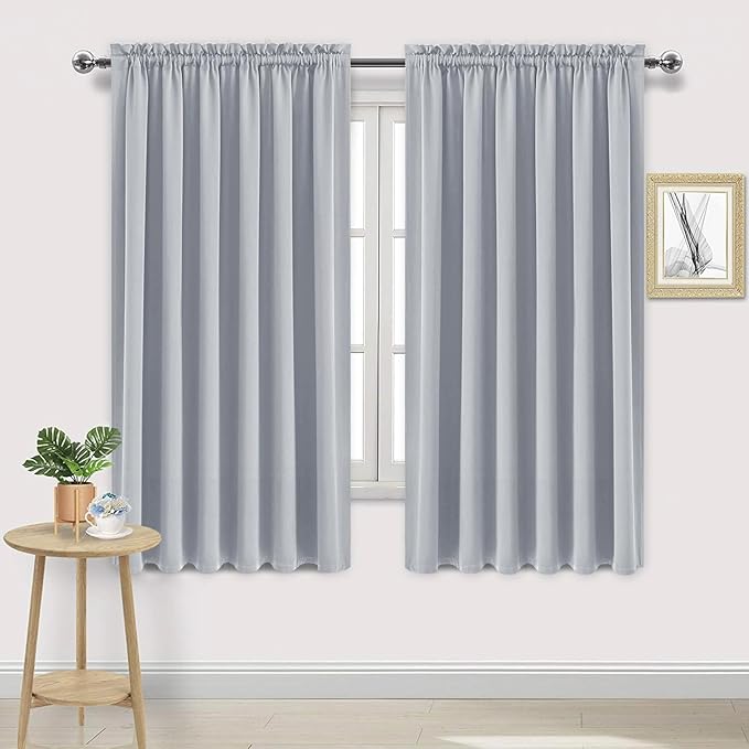 DWCN Blackout Curtains for Living Room Thermal Insulated, Energy Saving & Noise Reducing Bedroom Curtains, Silver Grey, W 70x L 72 Inch, Set of 2 Rod Pocket Curtain Panels by DWCN