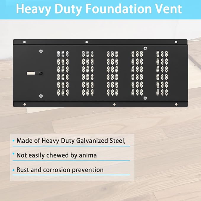 Foundation Vent Cover,Crawl Space Vent Cover for Foundation Garage Attic Home Improvement,16"x6.5" 3PCS Outdoor Crawl Space Air Wall Vent Cover with Damper&Screen to Reduce Moisture,Black - Image 4