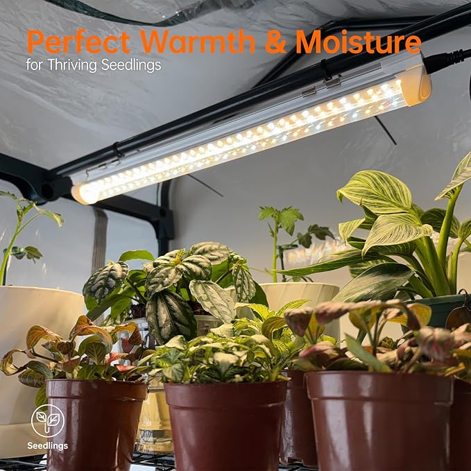 Bstrip Indoor Greenhouse with Grow Lights, PVC Tent with Waterproof Base Mat, Airflow Windows&Zippered Door, 4Pcs Grow Lights for Seed Starting with Timer, 4-Tier Greenhouse Shelf 27.2x19.3x61.8in - Image 4
