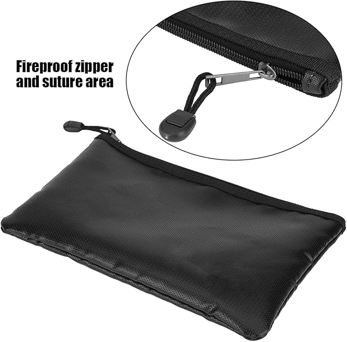plplaaoo Fire Document Bag Briefcase High Temperature Liquid Silicone Material for Passport Money Laptop Keeping Home Use Black 27x16cm 29x20cm (27 * 16CM) - Image 9