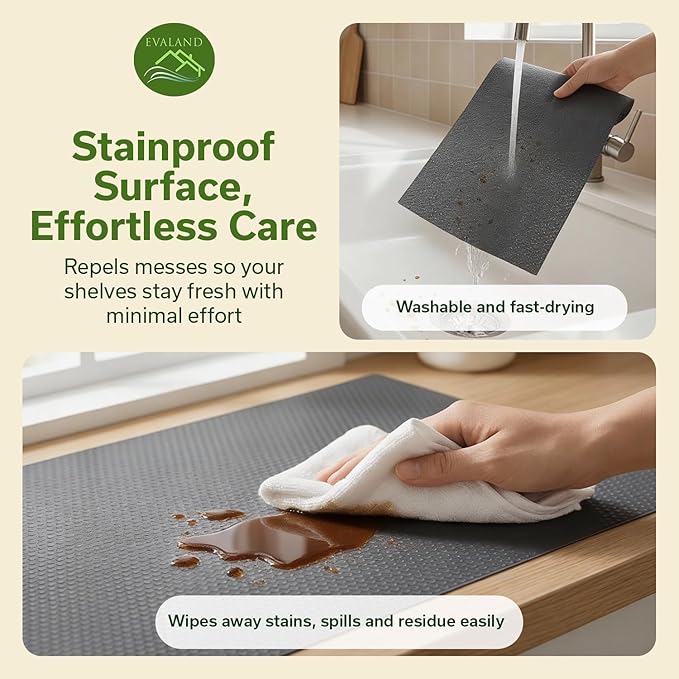 EVALAND Shelf Liners for Kitchen Cabinets Non-Adhesive 17.7" x 33 FT Grey Drawer Liner Non Slip, Washable Cabinet Liner, Waterproof Shelf Liners for Cabinets, Refrigerator Bathroom Pantry Cabinet Mat - Image 6