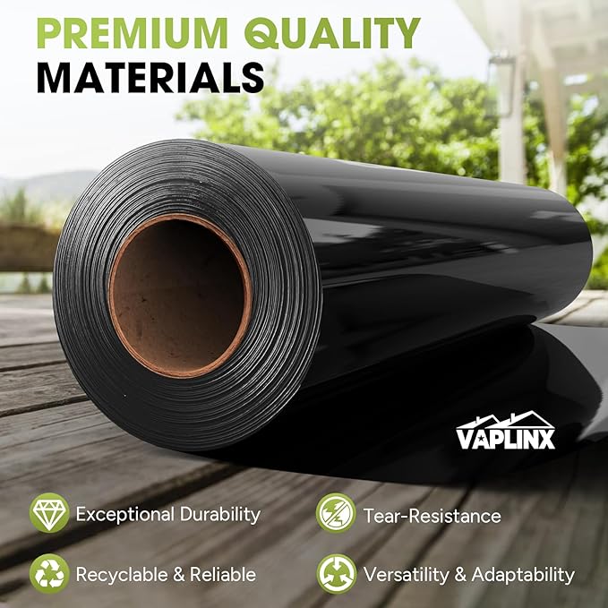 6 Mil Black Plastic Sheeting 10x100 FT – UV Protection Poly Sheeting Polyethylene Film, Black Plastic Rolls for Garden, Crawl Space Vapor Barrier, Construction, Landscaping, Weed, Moisture Control - Image 2