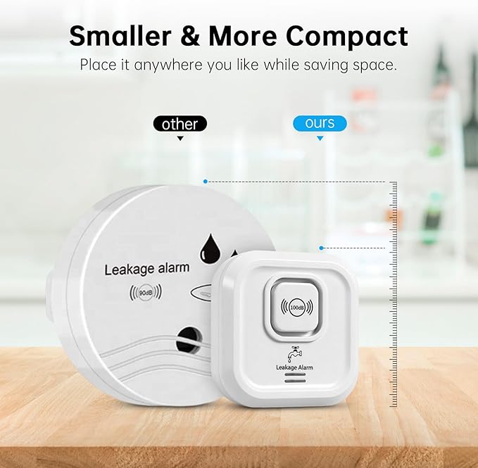 100dB Water Sensor Alarm Water Leak Detector, with Detection Lines, Wireless Tank Level Monitor for Basement,Kitchen,Bathroom (5packs) - Image 3