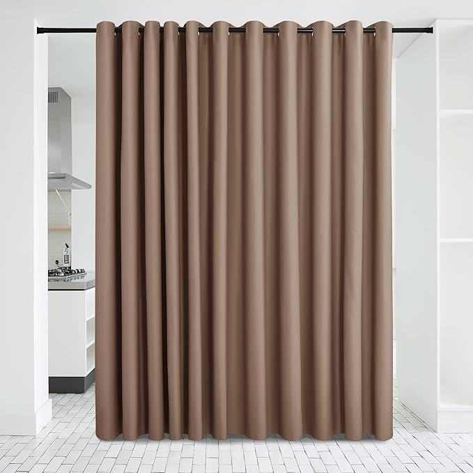 NICETOWN Verical Blinds for Living Room Bedroom Dining Sunroom Basement Wall Divider, Room Dividers Space Screens Partitions, Extra Large Blackout Curtain (1 Pack, 20ft Wide x 8ft Long, Cappuccino) by NICETOWN