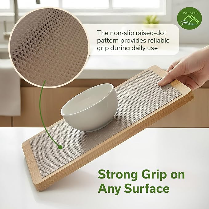 EVALAND Shelf Liners for Kitchen Cabinets Non-Adhesive 17.7" x 33 FT Beige Drawer Liner Non Slip, Washable Cabinet Liner, Waterproof Shelf Liners for Cabinets, Refrigerator Bathroom Pantry Cabinet Mat - Image 8