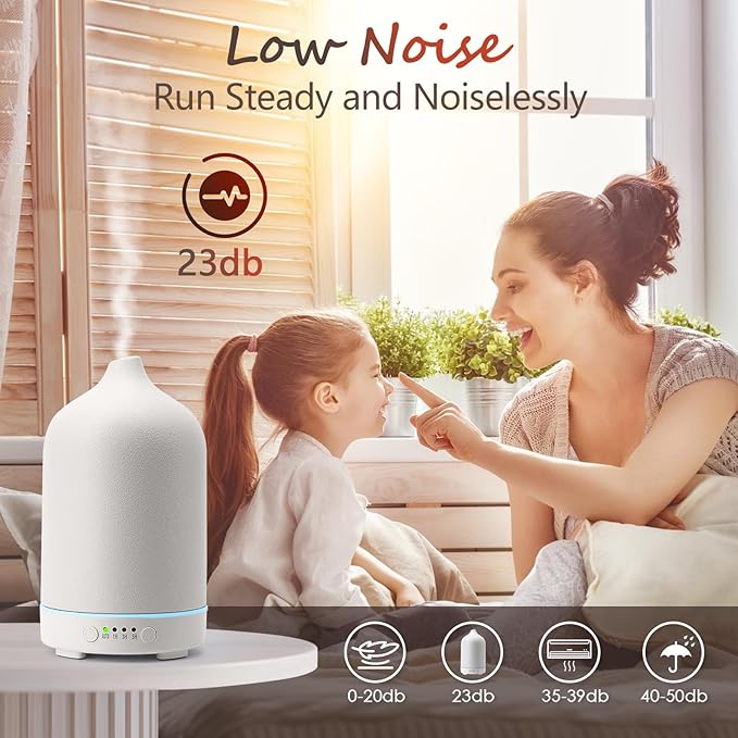 Diffuserlove Ceramic Diffuser 250ML Essential Oil Diffusers Aromatherapy Essential Oil Diffuser for Room Air Diffuser for Home Bedroom Stone Diffuser (White Big Size 250ml) - Image 6