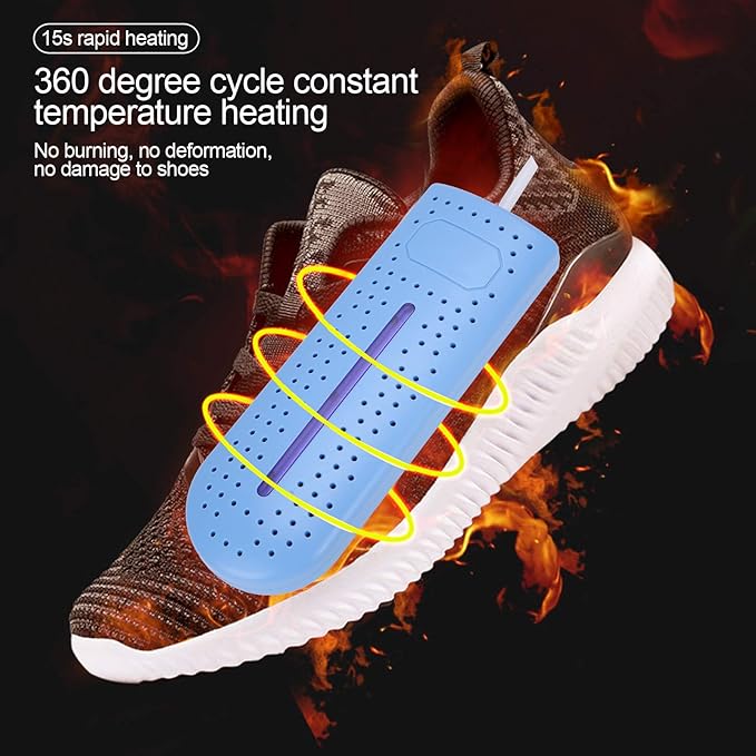 Shoe Dryer, 360° Heating Quick Drying Portable Boot Dryer, No Noise Foot Dryer for Rainy Seasons Winter Travel, Dormitory Eliminate Bad Odor Electric Warmer for Gloves, Socks, Ski Boots(Blue) - Image 2
