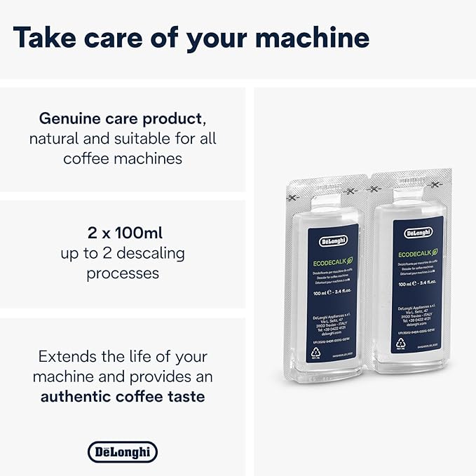 De'Longhi EcoDecalk Descaler, Eco-Friendly Universal Descaling Solution for Coffee & Espresso Machines, 2-Pack (1 use per pack) - Image 2