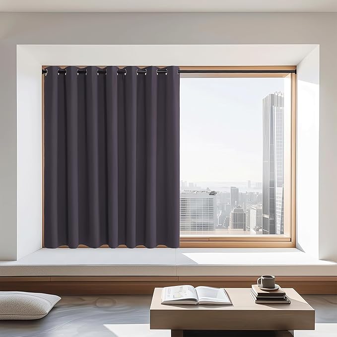 NICETOWN Blackout Curtains 72 inches Long, Grommet Privacy Window Thermal Insulated Room Darkening Sliding Glass Door Drape for Bedroom Living Room, 1 Panel, W100 x L72, Greyish Purple by NICETOWN