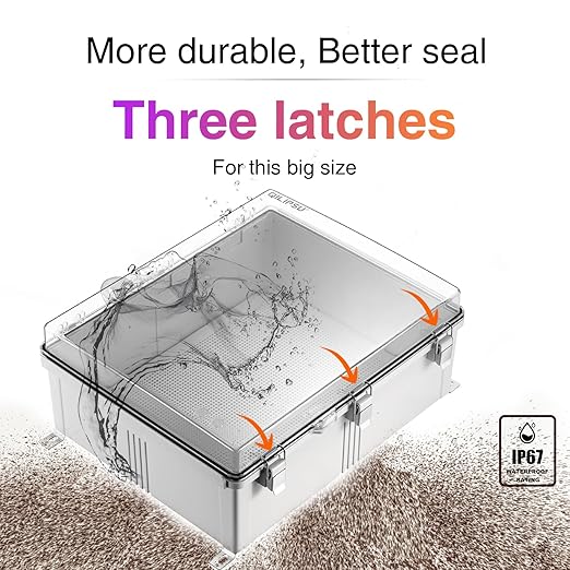 QILIPSU Waterproof Junction Box IP67 Outdoor Plastic Electrical Project Enclosure Weatherproof with Mounting Plate, Wall Brackets, Hinged Clear Cover 20"x16.1"x7.9" CC - Image 9