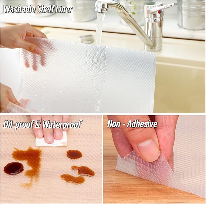 Anoak Shelf Liner, 12 Inches x 30(360.1 Inch) FT Non-Slip Cabinet Liner, Diamond Pattern Clear - Image 5