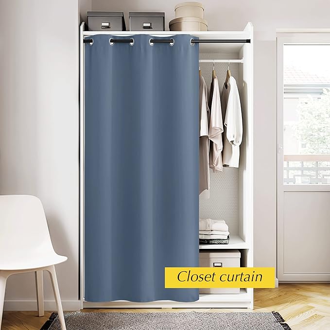 NICETOWN Doorway Curtain for Living Room Thermal Insulated Door Blinds for Door Screen, Accordion Insulated Privacy Door Window Curtain for Bedroom, 42" Wide x 95" Length, 1 Panel, Stone Blue - Image 3