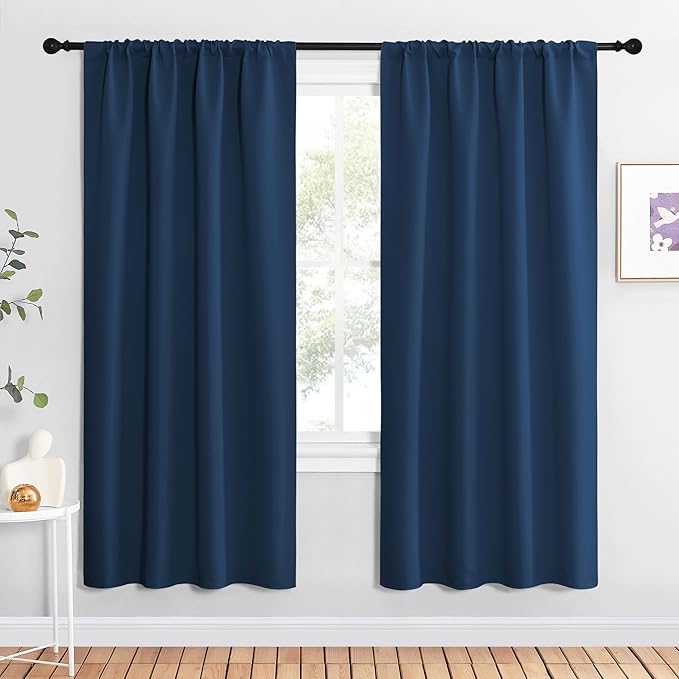NICETOWN Blackout Curtains for Living Curtains, Moroccan Blue, 2 Panels, 42 by 72, Room Darkening Window Curtain Panels, Easy-Care Solid Thermal Insulated Draperies/Drapes for Daughter Room by NICETOWN