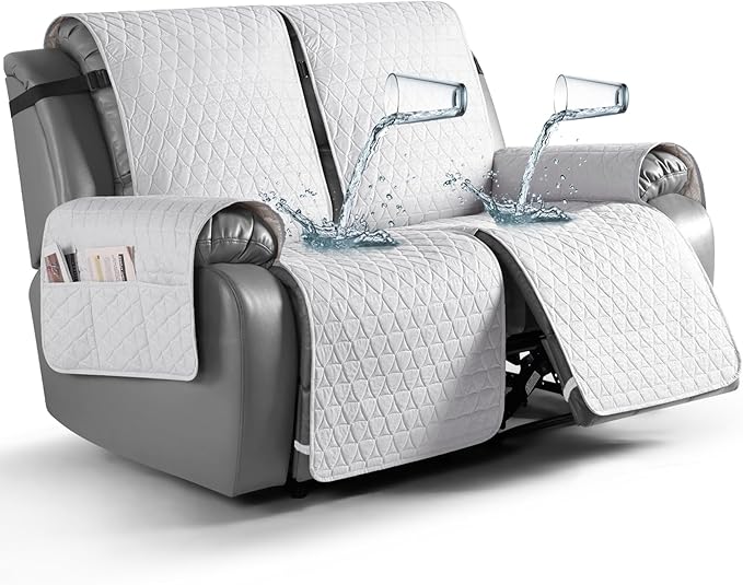 TAOCOCO 100% Waterproof Recliner Cover, Non-Slip Washable Reclining Couch Cover with Elastic Leg Straps, Furniture Protector for Dogs (Off White, 2 Seater) by TAOCOCO