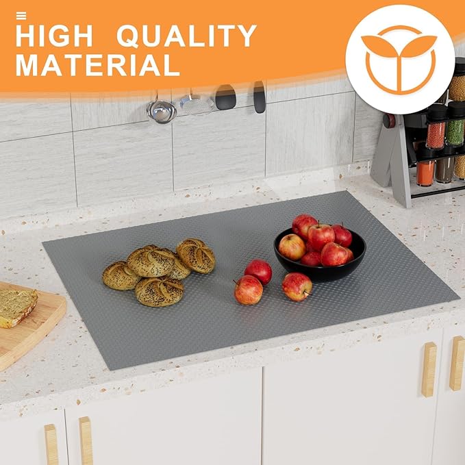 FLPMIX Kitchen Cabinet Shelf Liner: 19" Wide Waterproof Under Sink Mat - Dark Grey Non-Adhesive Easy to Cut Large Drawer Liner for Pantry Bathroom Cupboard 19" W x 300" L - Image 7